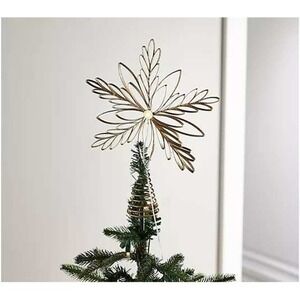 LightScapes 13" Illuminated Metal Snowflake‎ Tree Topper Gold Glitter H428049